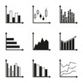 Graphs icon set. Charts for infographics design. Vector illustration isolated on white background Royalty Free Stock Photo